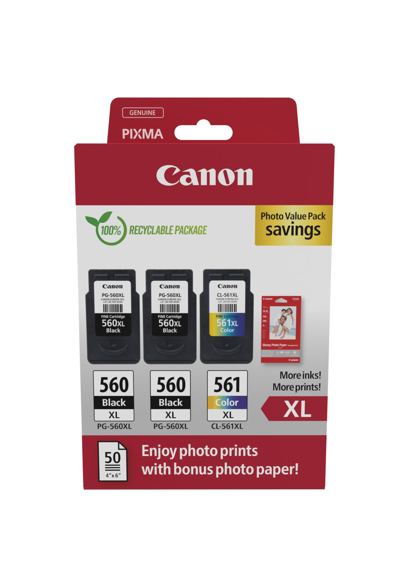 Canon Tintenpatronen-Multipack PGCL560/1, CMYK, XL, Original – für Pixma TS5350