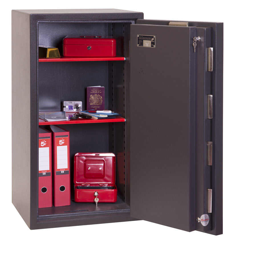Phoenix Safe Co. Phoenix Tresor ELARA HS3553E – Elektronik + Schlüssel – 110 l – feuerfest – Boden-/Wandmontage – Graphitgrau
