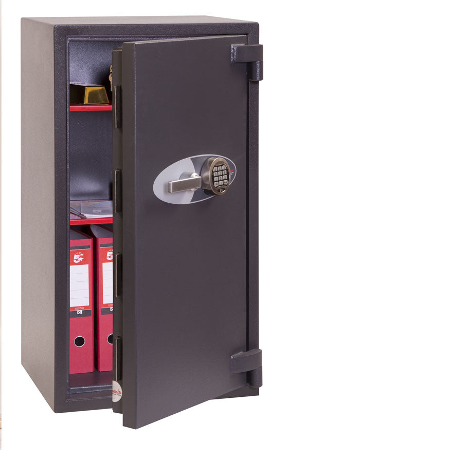 Phoenix Safe Co. Phoenix Tresor ELARA HS3553E – Elektronik + Schlüssel – 110 l – feuerfest – Boden-/Wandmontage – Graphitgrau