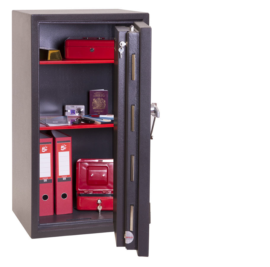 Phoenix Safe Co. Phoenix Wandtresor Mercury HS2053K – Schlüsselschloss – 110 l – Feuerfest – Wandmontage – Graphitgrau