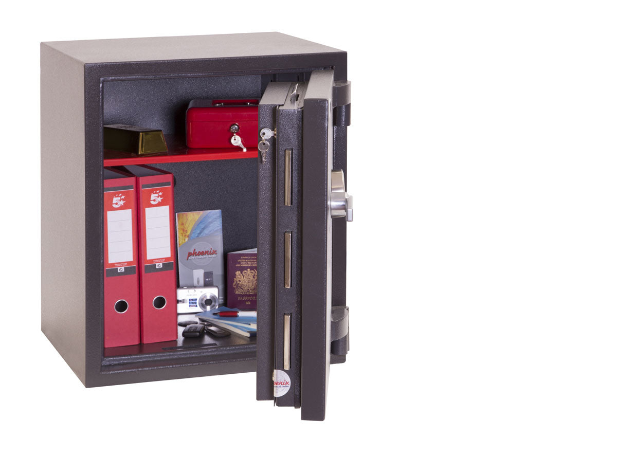 Phoenix Safe Co. Phoenix Wandtresor Mercury HS2052E – Elektronikschloss – 69 l – Feuerfest – Wandmontage – Graphitgrau