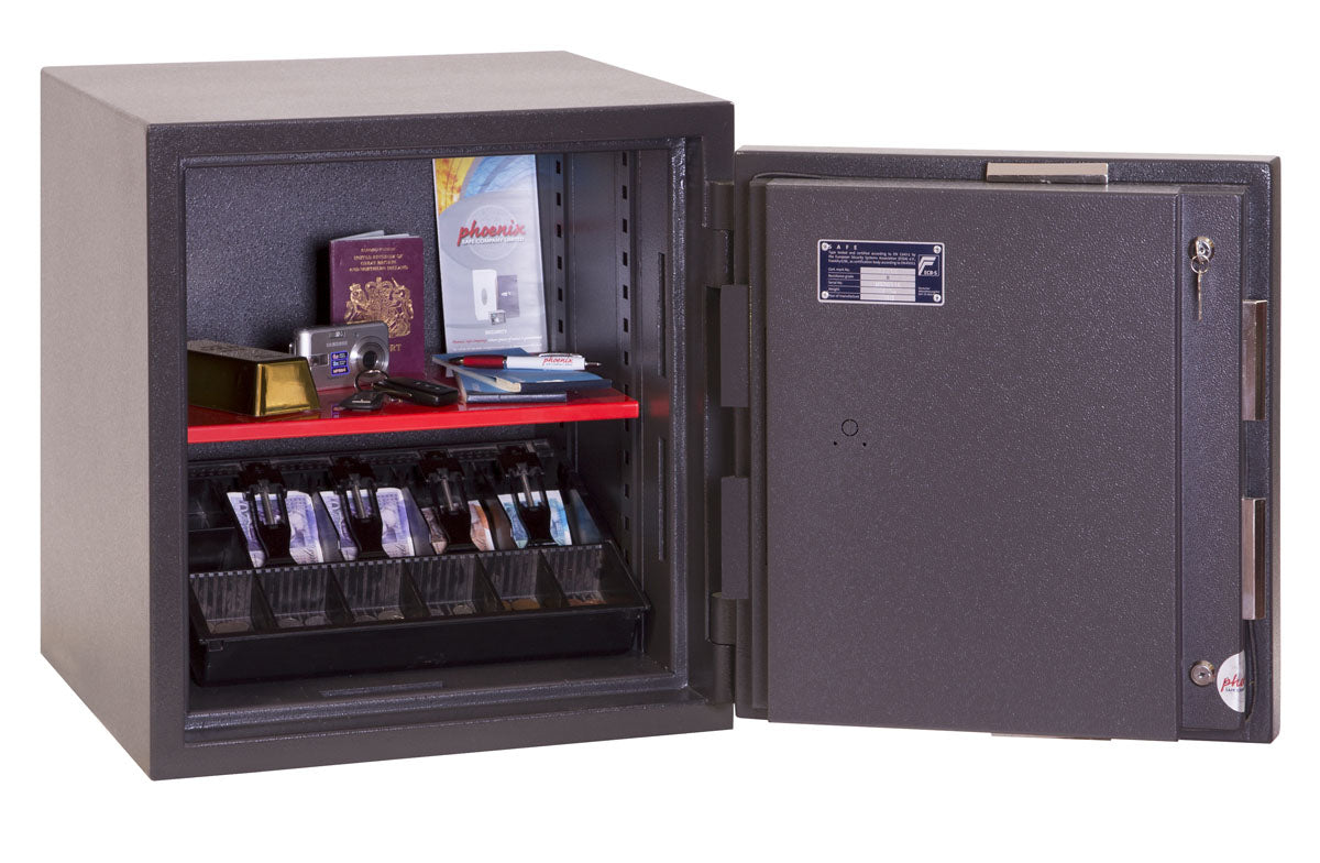 Phoenix Safe Co. Phoenix Wandtresor Mercury HS2051K – Schlüsselschloss – 56 l – Feuerfest – Wandmontage – Graphitgrau