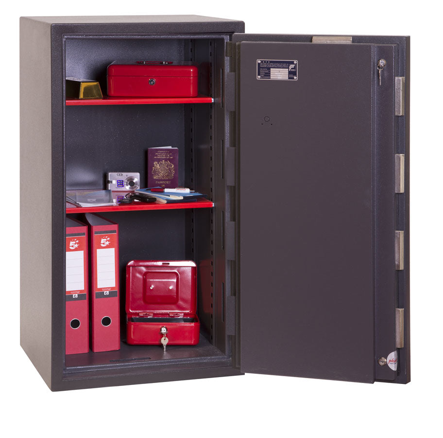 Phoenix Safe Co. Phoenix Wandtresor MERCURA HS2053E – Elektronikschloss – 110 l – feuerfest – Wandmontage – Graphitgrau