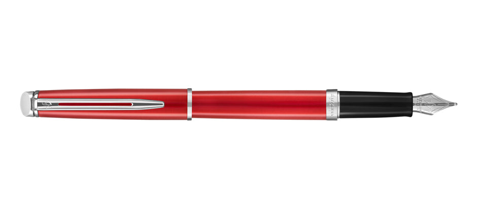 Waterman Hémisphère mit rotem Metallic-Lack, Palladium – Federspitze Fein – rot, blau