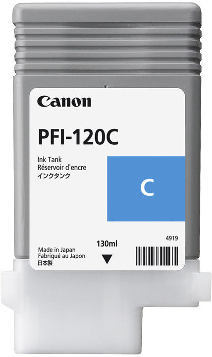 Canon Tintenpatrone PFI-120C, cyan, 130 ml, original – für TM-200, TM-205, TM-300 und andere