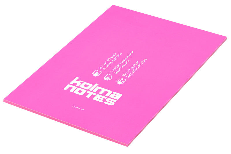Kolma Haftnotizen – 148×210 mm – Neonpink, 50 Blatt, elektrostatisch, Kunststoff, recyclingfähig