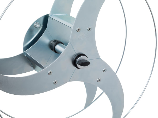 Alba-Krapf Wandschlauchhalter 50 m – wandmontiert, manuell, Stahl, B 427 × H 427 × T 215 mm, für Ø 13/16/19 mm