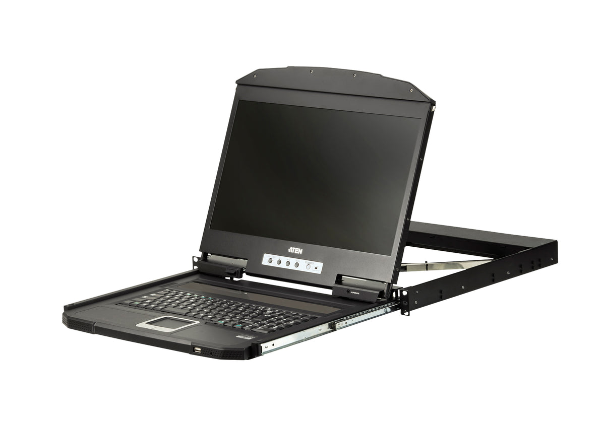 ATEN CL3100NX – 18,5" Rack-LCD-Konsole (VGA) – 1366 × 768/60 Hz, USB 2.0, Audio, DE-Layout – 1U