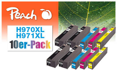 Peach Tintenpatronen-Multipack 970XL/971XL, CMYK, XL, 10er-Pack, kompatibel – für HP OfficeJet Pro X 450
