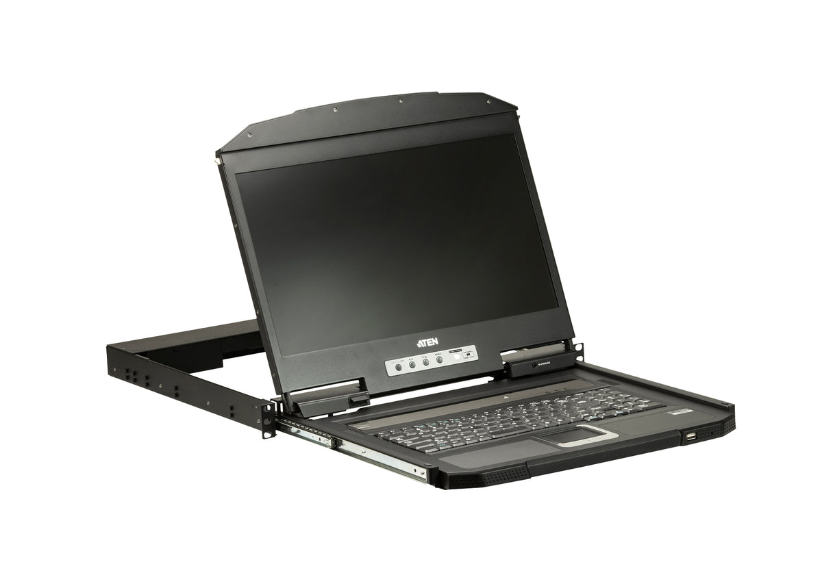 ATEN CL3100NX – 18,5" Rack-LCD-Konsole (VGA) – 1366 × 768/60 Hz, USB 2.0, Audio, DE-Layout – 1U