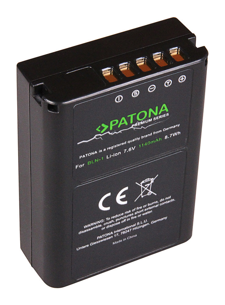 PATONA Premium Akku PS-BLN-1 – Li-Ion 1140 mAh, 7,6 V – für OM-D E-M1, E-M5, E-M5 Mark II und andere