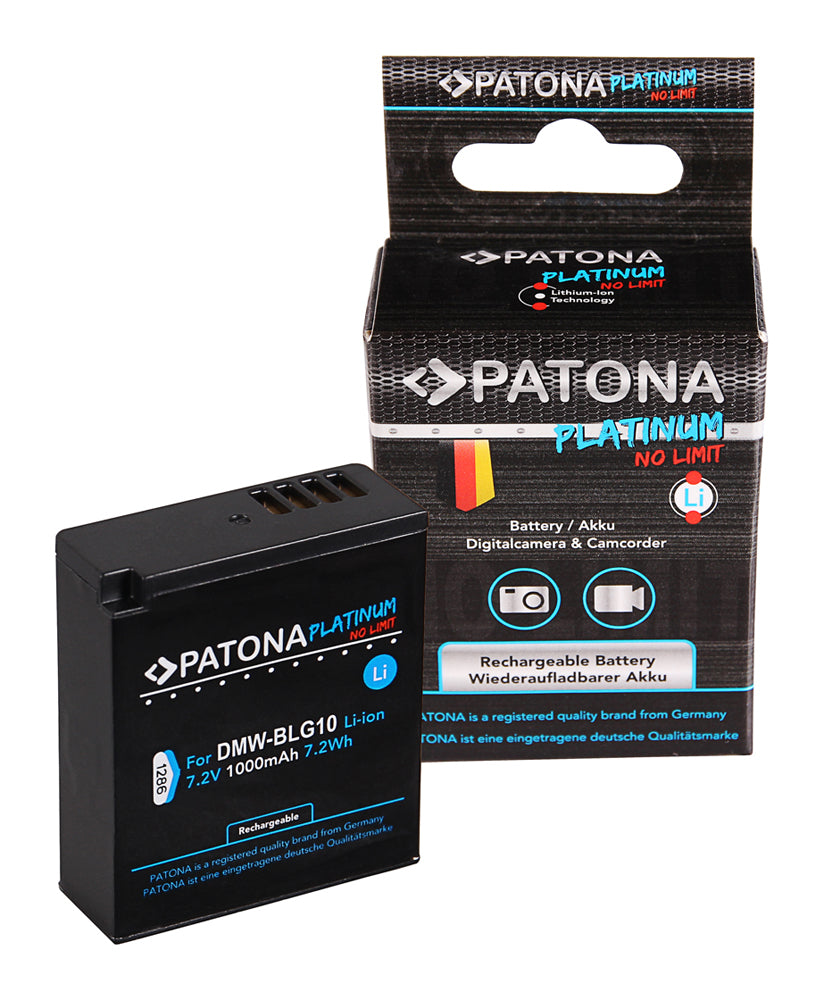 Patona Platinum Akku DMW-BLG10 – 1000 mAh, 7,2 V – für Panasonic DMC-GF3, DMC-GF5, DMC-GX7 und andere