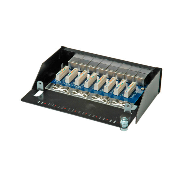 ROLINE Patchpanel Cat.5e – 8 Ports, geschirmt, 1U, Wandmontage, schwarz