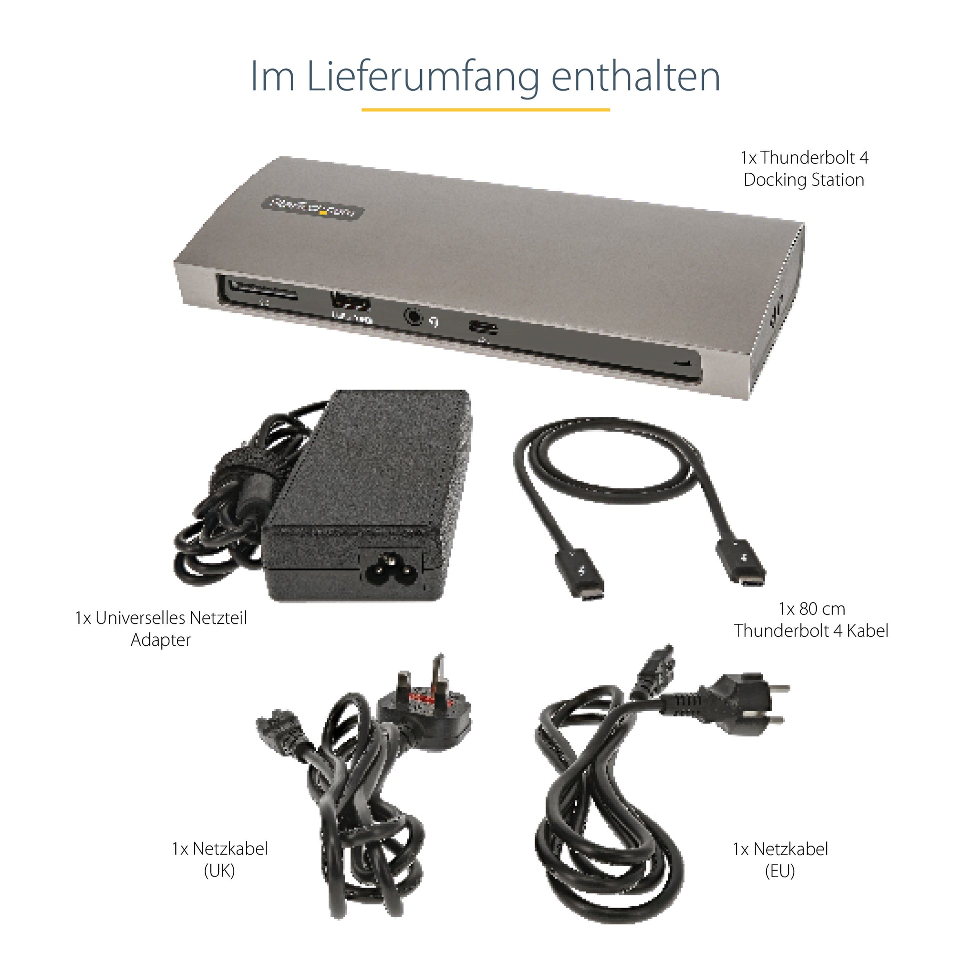 StarTech.com Dockingstation – Thunderbolt 4, 4× USB-A, 96 W PD, GbE, SD/microSD, 3,5 mm Audio, für Windows/Mac
