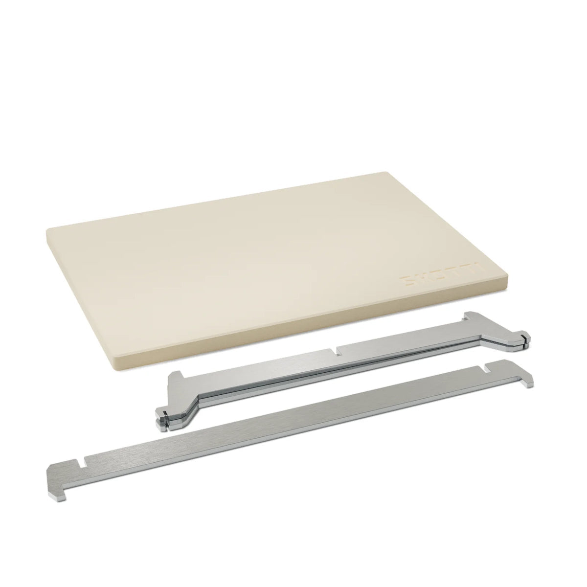 Skotti Pizzastein 24 × 16,5 × 1 cm, Stein/Edelstahl, Beige, für Grill