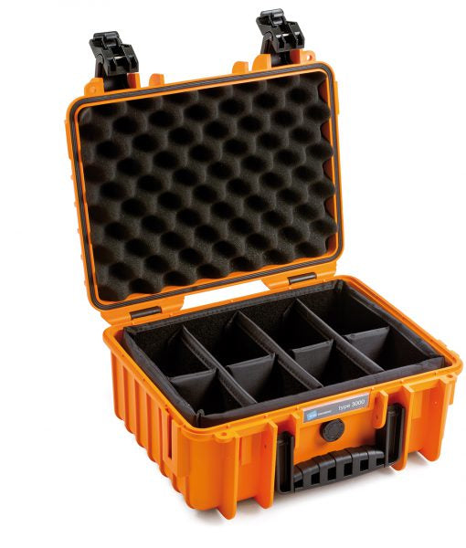 B&W Cases B&W 3000/O/SI – Hartschalenkoffer, PP, Orange, 36,5 × 17 × 29,5 cm