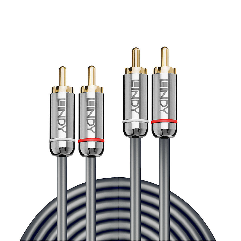 Lindy Audiokabel 2×RCA (Stecker) auf 2×RCA (Stecker) – 5 m, Anthrazit