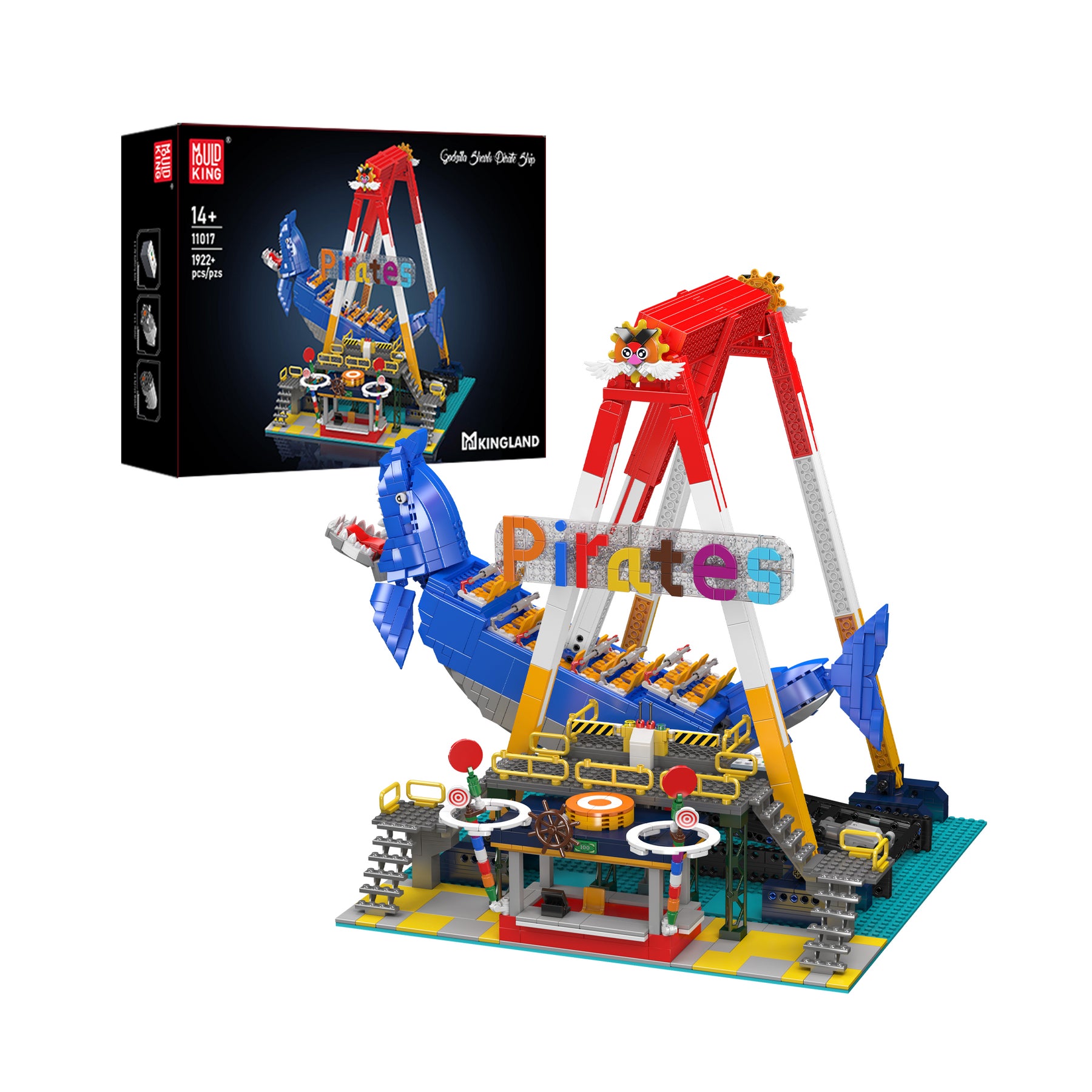 Mould King 3D Puzzle Elektrisches Hai-Piratenschiff – 1922 Teile – Kunststoff – ab 14 Jahren – mehrfarbig