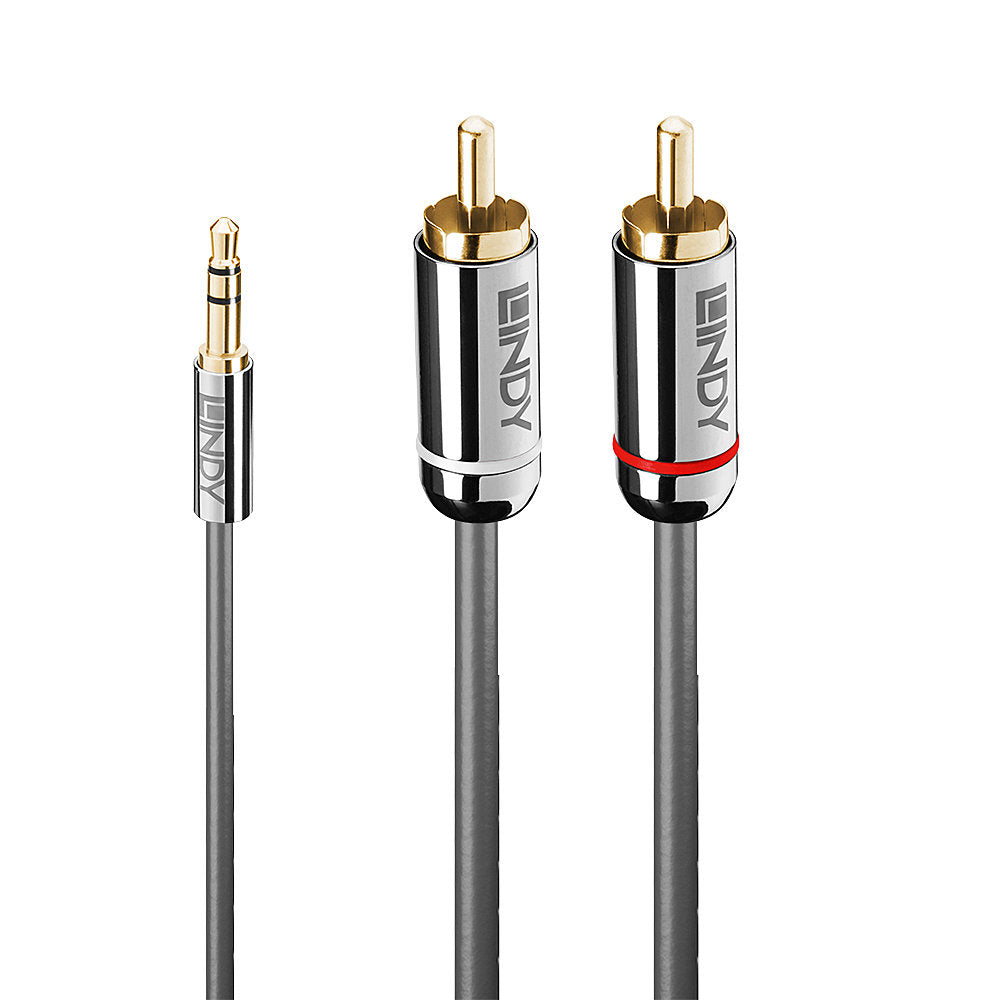 Lindy Audio-Adapterkabel 3,5 mm Klinke (Stecker) auf RCA (Stecker) – 0,5 m, 3-polig (TRS), anthrazit