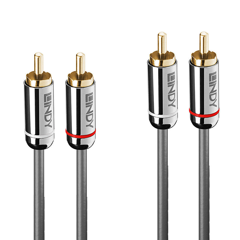 Lindy Audiokabel 2×RCA (Stecker) auf 2×RCA (Stecker) – 10 m, unsymmetrisch, anthrazit