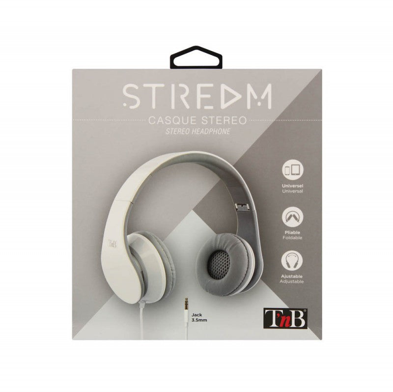 T'nB Stream On-Ear Kopfhörer – Kabel, 3,5 mm Klinke, Weiss