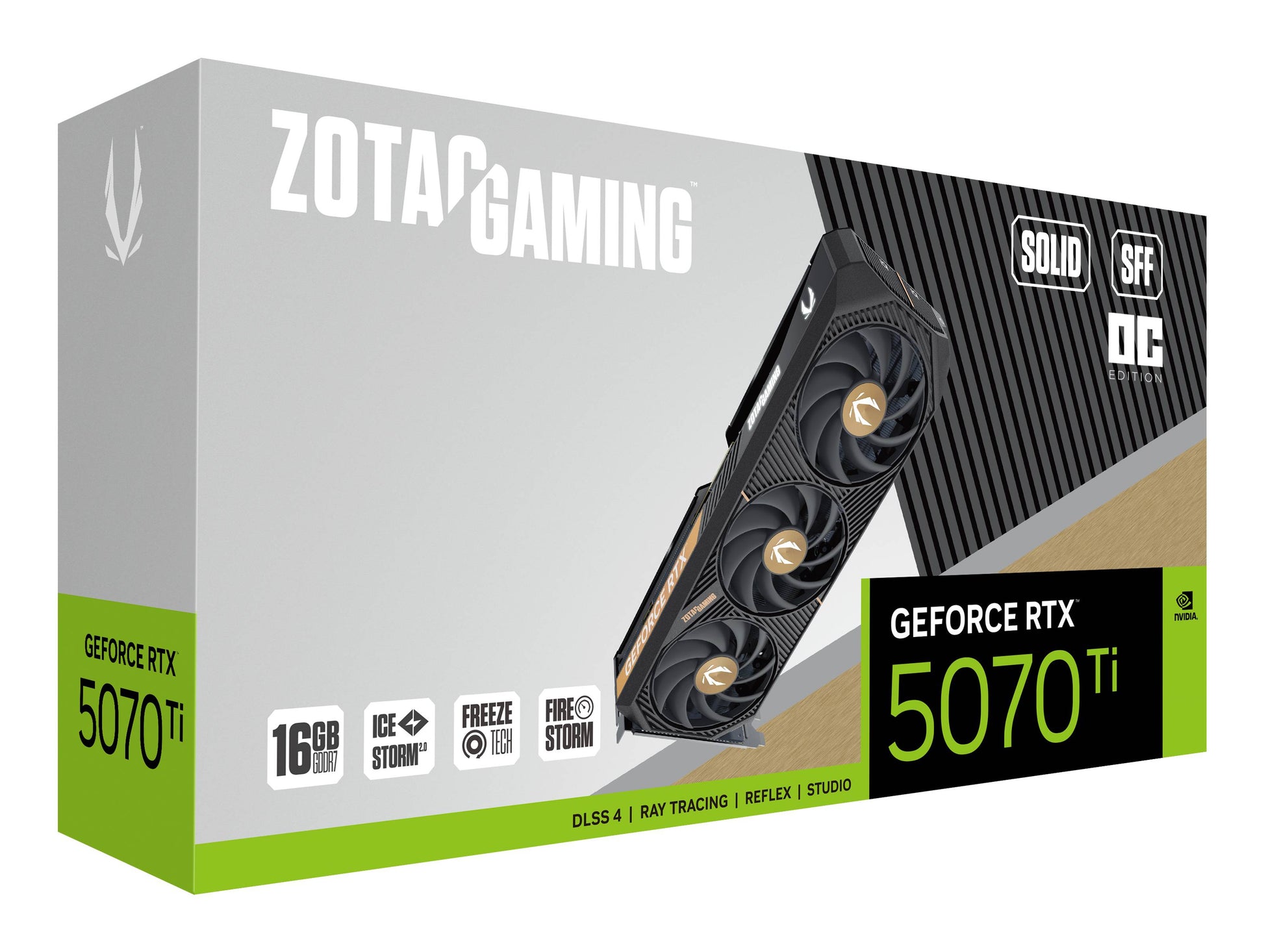 Zotac GeForce RTX 5070 Ti SOLID SFF OC – Grafikkarte – 16 GB GDDR7, 256 Bit, PCIe 5.0, 3×DP, 1×HDMI, 300 W