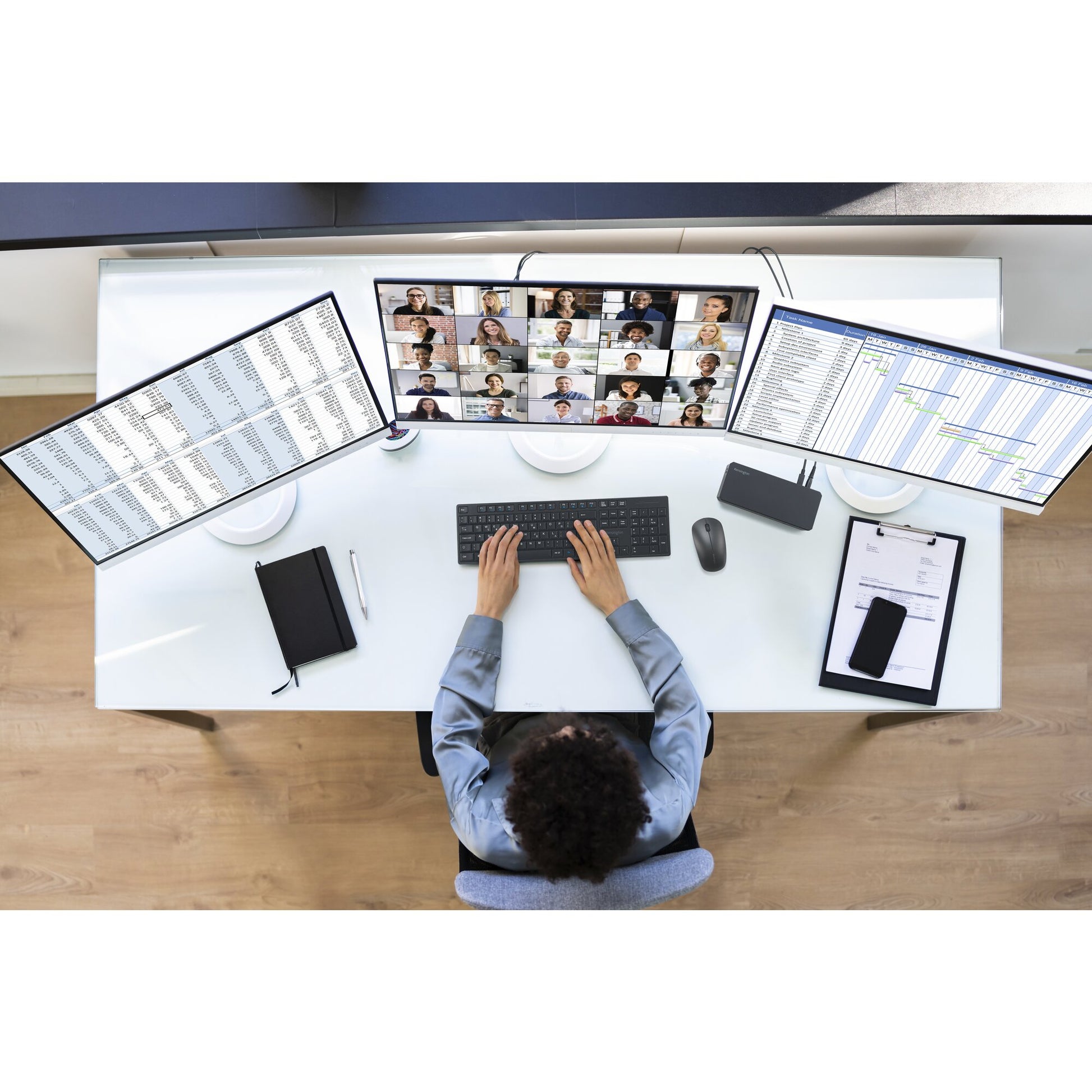 Kensington SD4843P EQ Dockingstation – USB4, 2× DP, 1× HDMI, 4× USB-A, 3× USB-C, 100 W PD, GbE, 3,5 mm Audio