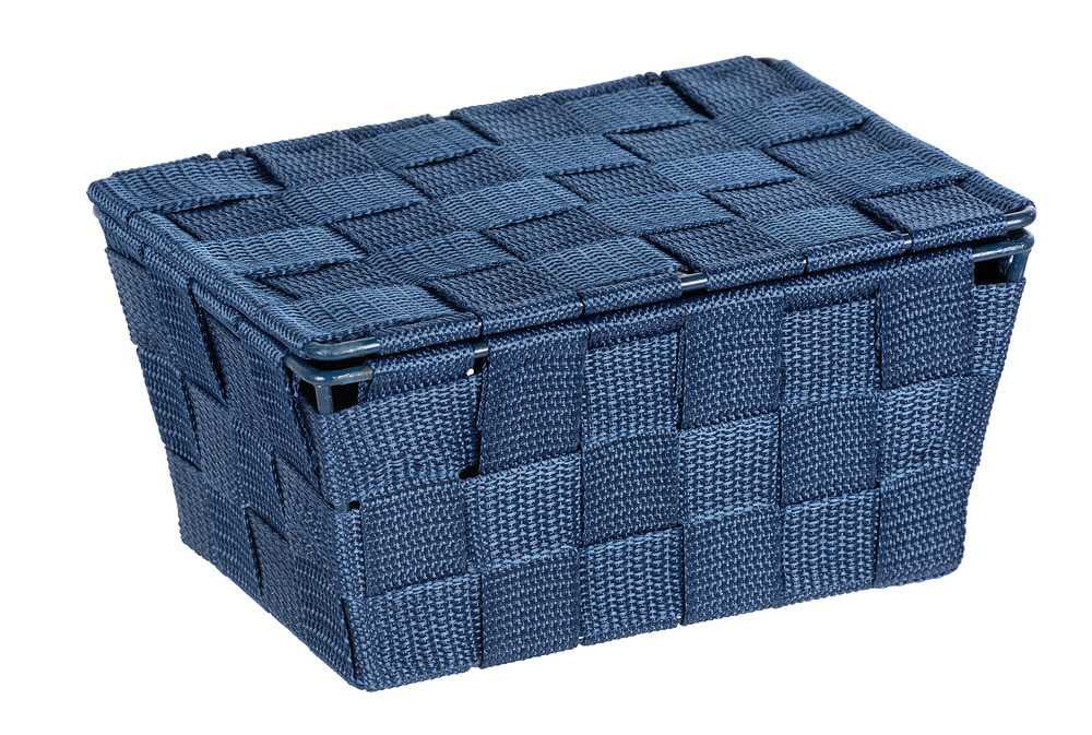 WENKO Aufbewahrungsbox Adria – 19×14×10 cm, Metall/Polypropylen (PP), mit Deckel, Dunkelblau