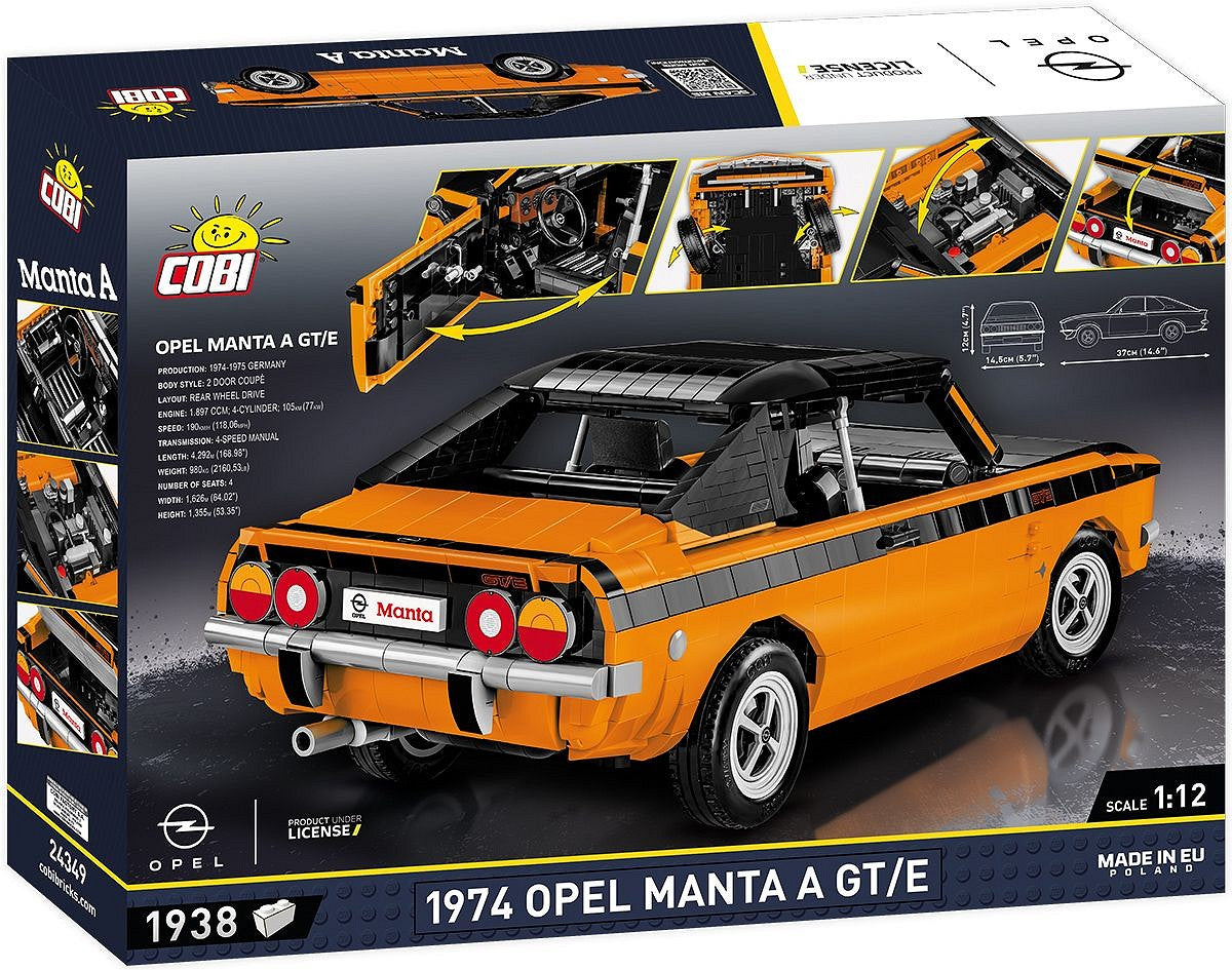 COBI Opel Manta A GT/E 1974 Bausteine – 1'938-teilig – 37 × 14,5 × 12 cm – ab 10 J. – Kunststoff – mehrfarbig