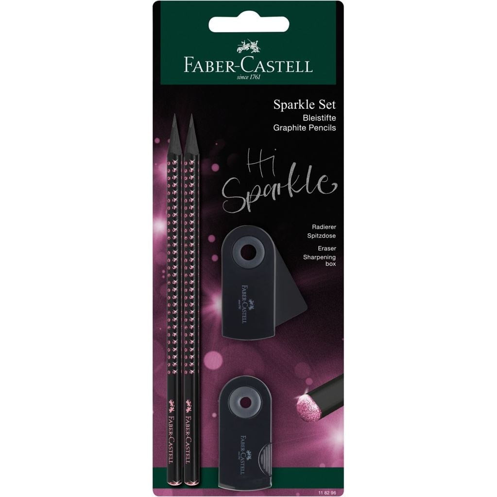 Faber-Castell Sparkle Mid Schreibset HB – mit Spitzer & Radierer