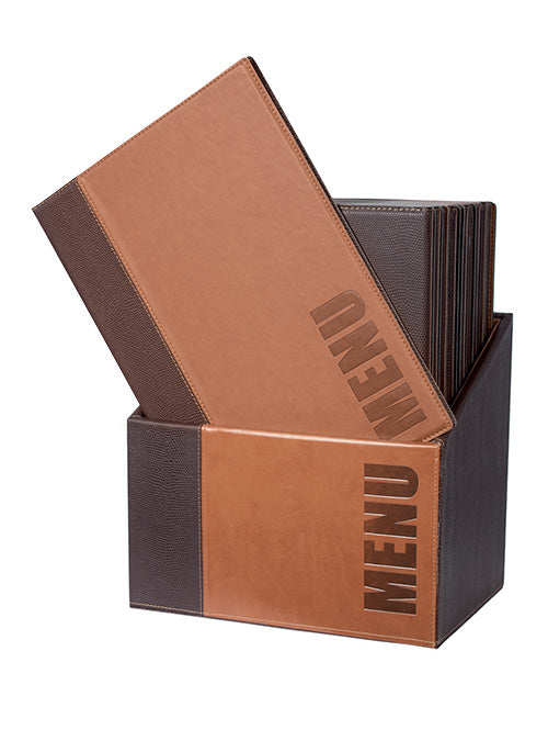 Securit Speisekartenmappe TRENDY, für A4 – Metall/Kunstleder (PU) – Braun, 20er-Box