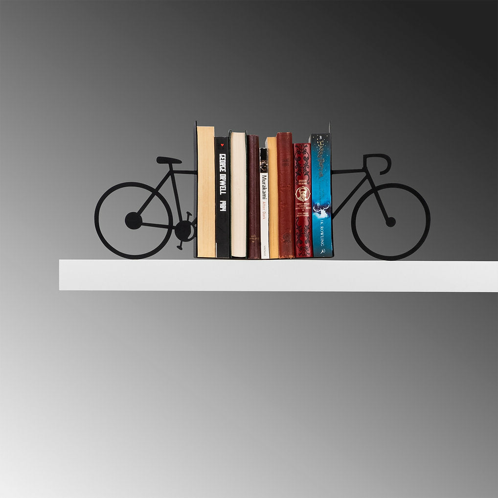 Wallxpert Buchstützen – 1 Stück, Metall, schwarz, 440 × 230 × 140 mm