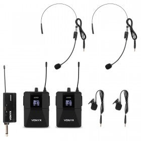 Vonyx WM552B Streaming-/Mikrofon-Kit 2er-Set – 6,3 mm Klinke, Kabellos (UHF 863–865 MHz), Niere, Schwarz