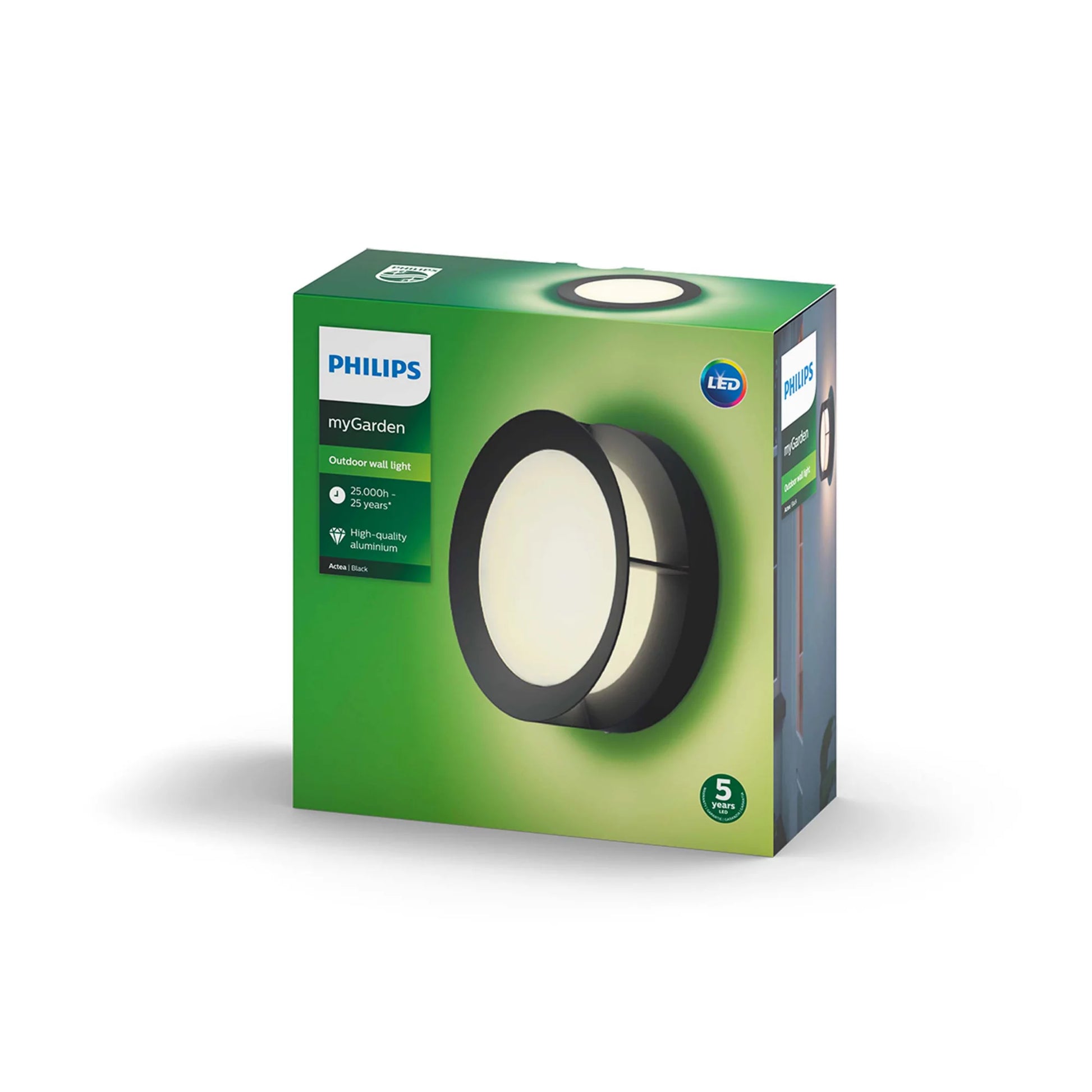Philips by Signify Philips Aussenwandleuchte – 1200 lm, 12 W – Warmweiss, 2700 K – IP44 – Netzbetrieb – Schwarz – Aluminium
