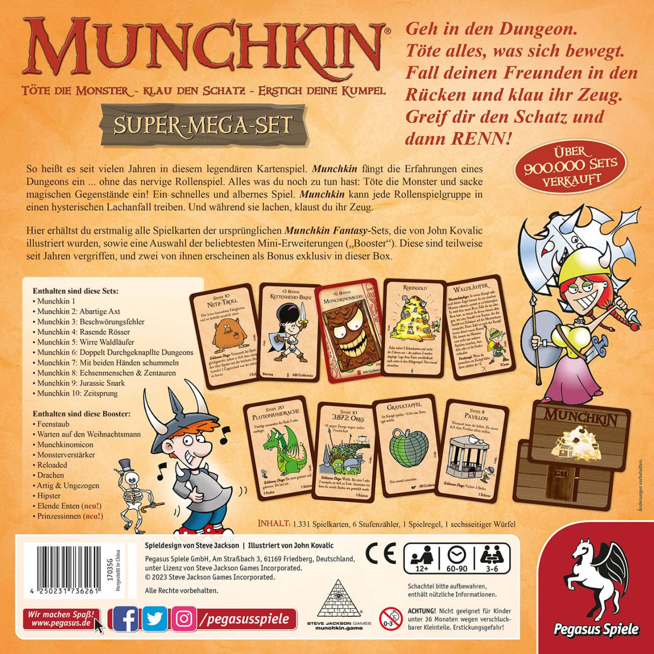 Pegasus Munchkin Fantasy SuperMegaSet – Kartenspiel, 3–6 Spieler, ab 12 Jahren, 90 Min., DE