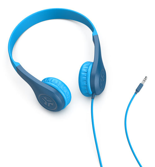 JLab JBuddies Pop Kinderkopfhörer – On-Ear, Stereo, Kabelgebunden, 3,5 mm Klinke, 85 dB Lautstärke-Limit, Blau