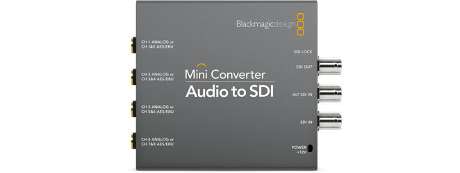 Blackmagic Design Mini Converter Audio-SDI 2 – Aktiver Videokonverter – SDI Ein-/Ausgang, 6,3 mm Klinke, Grau