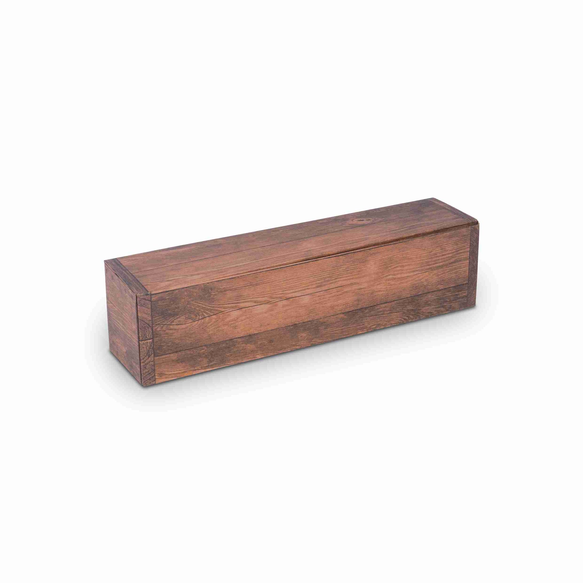 Weinpräsentkarton Holzoptik – Innenmass 95 × 385 × 90 mm – für 1 Flasche – 1 Stk., ab 20 Stk.