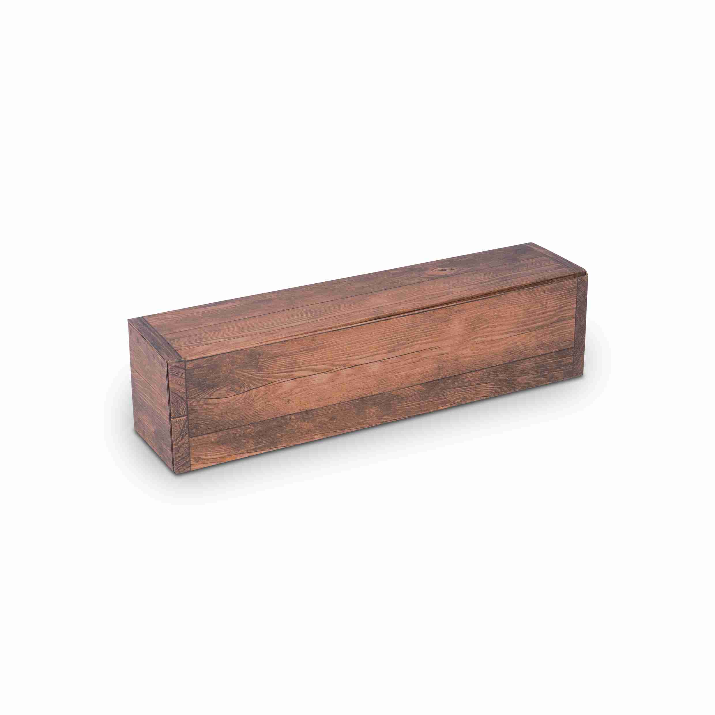 Weinpräsentkarton Holzoptik, Wellpappe – Innenmass 95 × 385 × 90 mm – für 1 Flasche – 1 Palette (1'000 Stk.)
