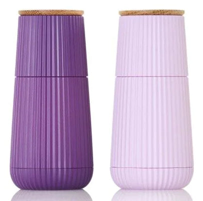 AdHoc Salz- und Pfeffermühle 12,3 cm, Eiche/Kunststoff, 2-teilig, Keramikmahlwerk, Violett