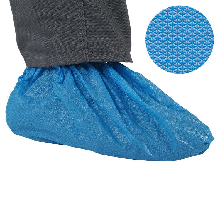 CPE-Überschuhe – Blau, 100 µm, 50 Stück – Einweg, Gummizug, rutschhemmend