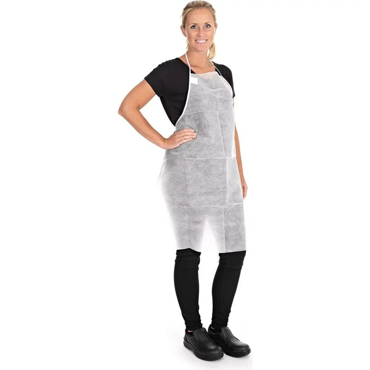 Einweg-Schürze – PP-Vlies, 70×90 cm, Weiss, 20 Stück (Beutel)