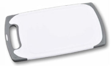 Kesper Schneidebrett 31,5 × 20 × 0,9 cm, Polypropylen/TPE, mit Rutsch-Stopp, Saftrille, Weiss/Grau