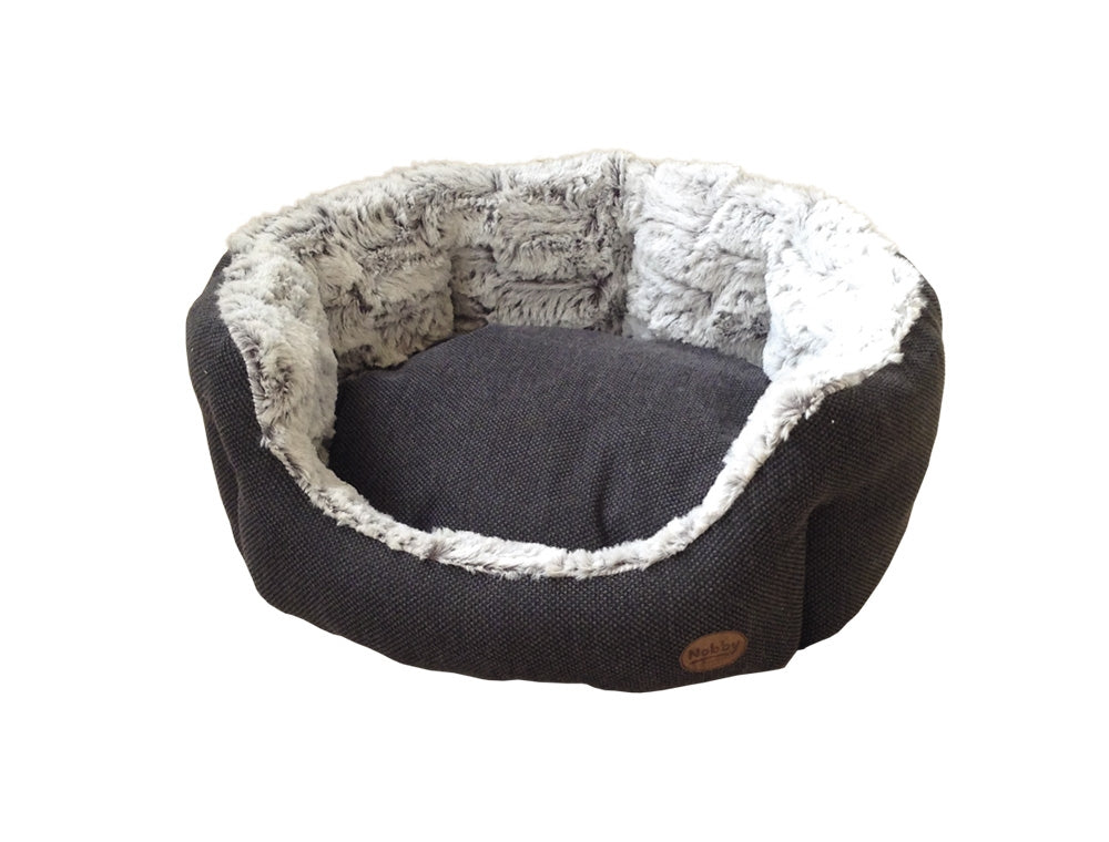 Nobby Comfort Cacho Nest-Haustierbett – 86 × 70 × 24 cm, Mikrofaser, Dunkelgrau