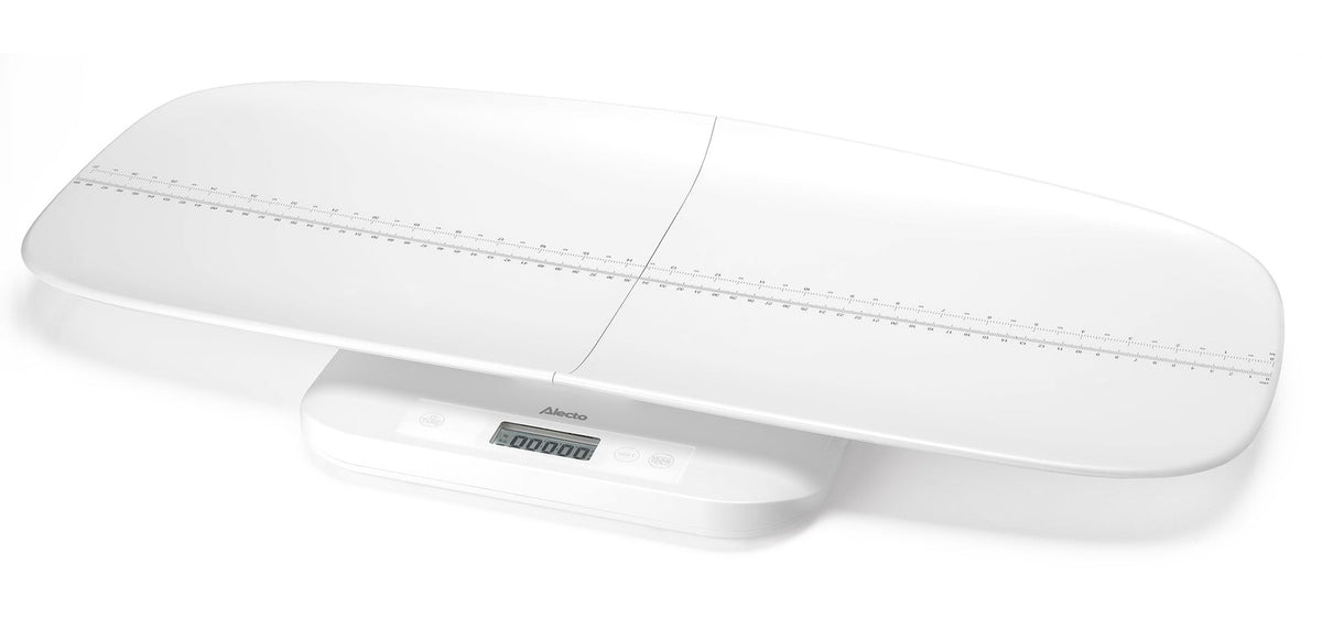 Alecto Paketwaage BC70 – Tragkraft 150 kg, Teilung 5 g, Wiegefläche 70 × 30 cm, Batterie, Kunststoff, Weiss