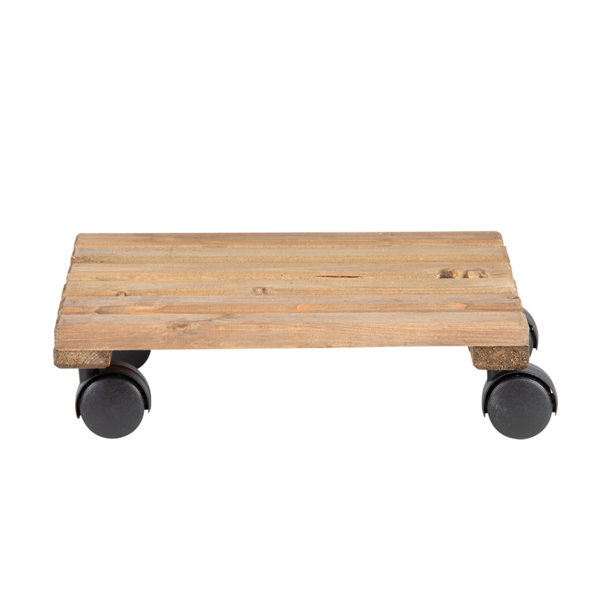Esschert Design Blumenkübeluntersetzer – Kiefernholz – Braun – mit 4 Schwenkrollen – 291 × 80 × 291 mm