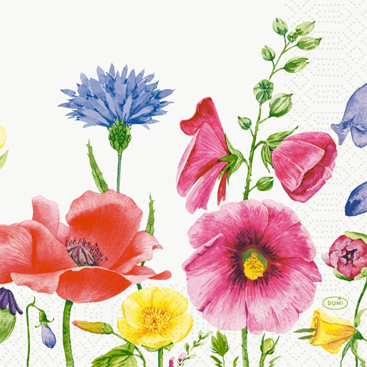 Duni Flowy Meadow Mehrfarbige Servietten – 33 × 33 cm, 3-lagig – 50 Stück