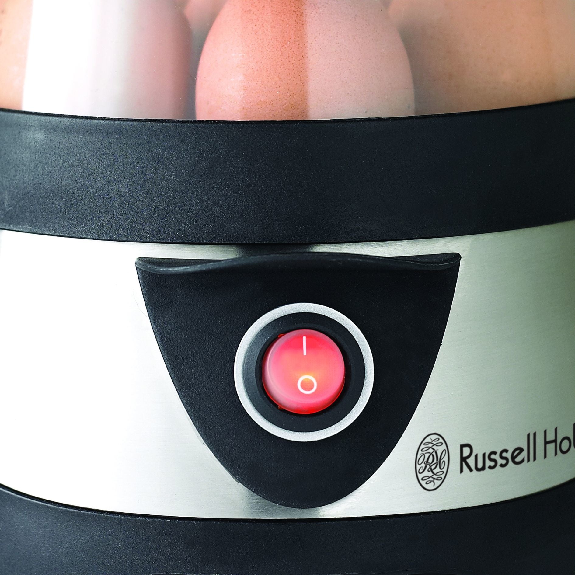 Russell Hobbs Eierkocher Stylo 14048-56 – 7 Eier, Pochierfunktion, 365 W – Schwarz/Edelstahl