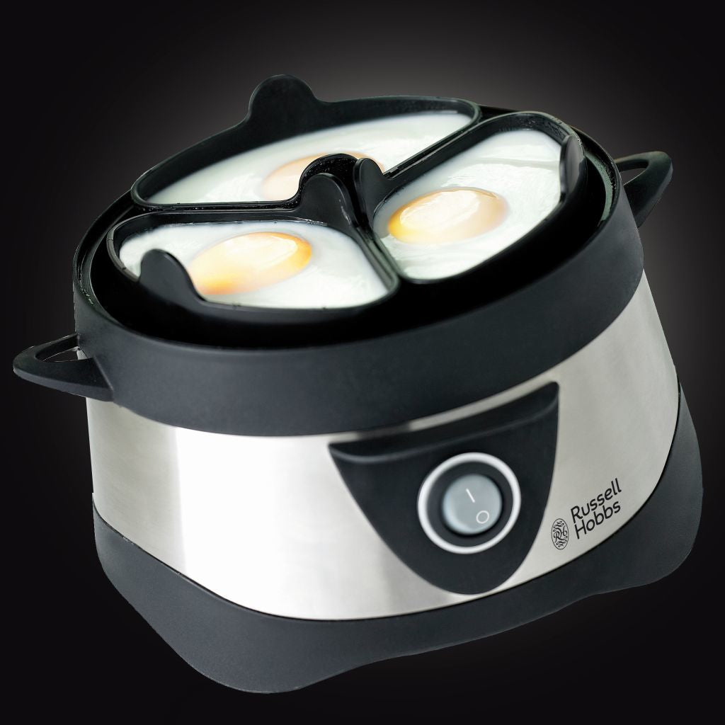Russell Hobbs Eierkocher Stylo 14048-56 – 7 Eier, Pochierfunktion, 365 W – Schwarz/Edelstahl