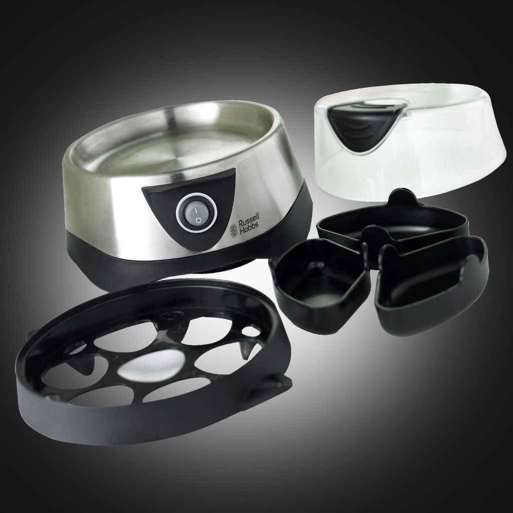 Russell Hobbs Eierkocher Stylo 14048-56 – 7 Eier, Pochierfunktion, 365 W – Schwarz/Edelstahl